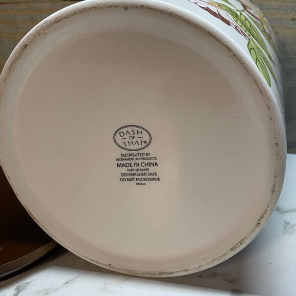 Cookie Jar Storage Container with Wooden Lid in Zinnia Floral Print Dash of That - Picture 4 of 4